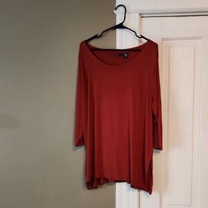 Jones New York Red Asymmetrical 3/4 Sleeve Tunic